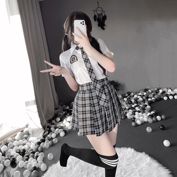 costumes japanese kawaii jk student uniform women lingerie school girl plaid skirt with tie role play costume cheerlea, Black
costumes japanese kawaii jk student uniform women lingerie school girl plaid skirt with tie role play costume cheerlea, Black