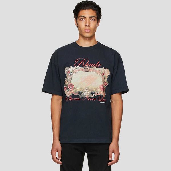 2023 new men's t shirt north american high street brand rhude storms never last rose mirror print women's short sleeve summer, White;black
2023 new men's t shirt north american high street brand rhude storms never last rose mirror print women's short sleeve summer, White;black