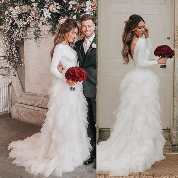 2023 gorgeous long sleeves wedding dresses bridal gown tulle ruffles ruched pleats backless sweep train jewel beach country custom made plus, White
2023 gorgeous long sleeves wedding dresses bridal gown tulle ruffles ruched pleats backless sweep train jewel beach country custom made plus, White