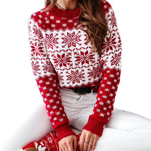 new year pullover women's sweaters casual lady snowflake jacquard knitted blouse with long sleeves rib stiches cuff fall winter christ, White;black
new year pullover women's sweaters casual lady snowflake jacquard knitted blouse with long sleeves rib stiches cuff fall winter christ, White;black
