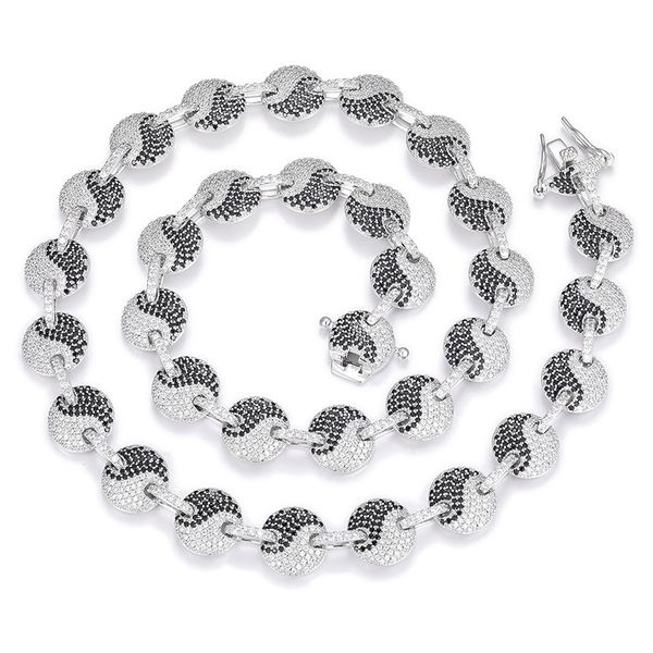 new trendy 12mm 18-24inch gold plated cz yin-yang tai chi chain necklace bracelet jewelry for men punk jewelry fashion chains, Silver
new trendy 12mm 18-24inch gold plated cz yin-yang tai chi chain necklace bracelet jewelry for men punk jewelry fashion chains, Silver