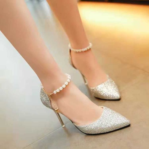 2022 trend pointed toe wedding bride high heels shoes female low small heel sandals party mules gold silver women pumps 0130, Black
2022 trend pointed toe wedding bride high heels shoes female low small heel sandals party mules gold silver women pumps 0130, Black
