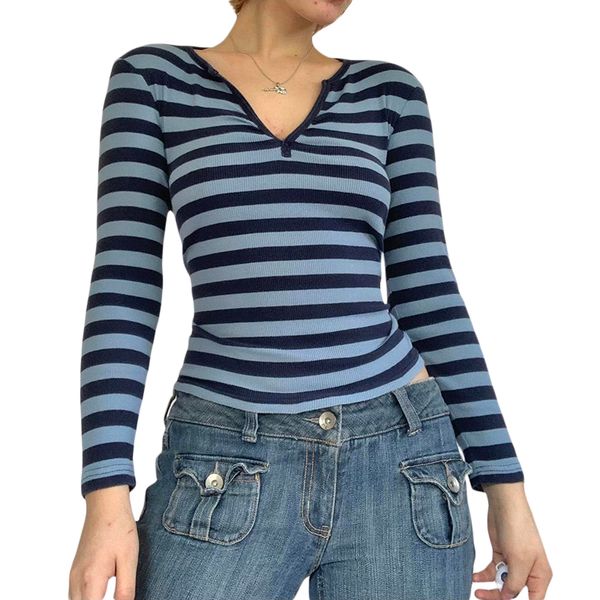 women's t-shirt xingqing y2k women long sleeve korean fashion kawaii stripe t-shirt slim streetwear fairy grunge v neck tee sweat shir, White
women's t-shirt xingqing y2k women long sleeve korean fashion kawaii stripe t-shirt slim streetwear fairy grunge v neck tee sweat shir, White