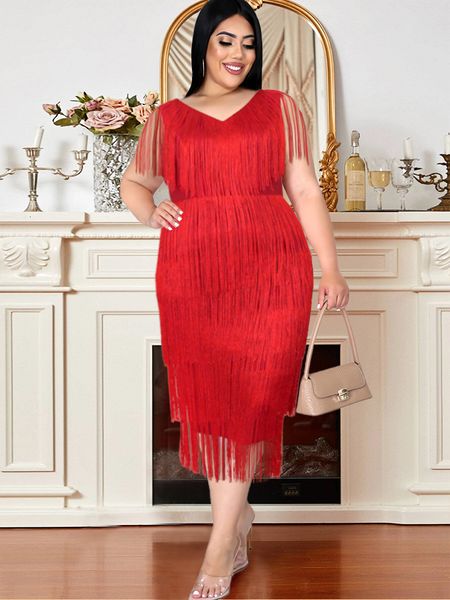 plus size dresses size red tassel dress women v neck sleeveless high waist fringe cocktail evening birthday party gowns outfits summer 23013, Black
plus size dresses size red tassel dress women v neck sleeveless high waist fringe cocktail evening birthday party gowns outfits summer 23013, Black
