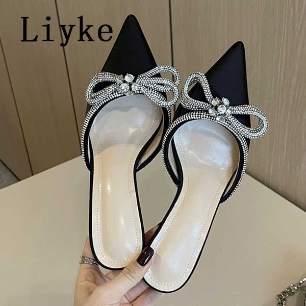 pointed toe stiletto high heels mules slippers sandal fashion crystal bowknot design slip-on pumps women shoes silver 0129, Black
pointed toe stiletto high heels mules slippers sandal fashion crystal bowknot design slip-on pumps women shoes silver 0129, Black