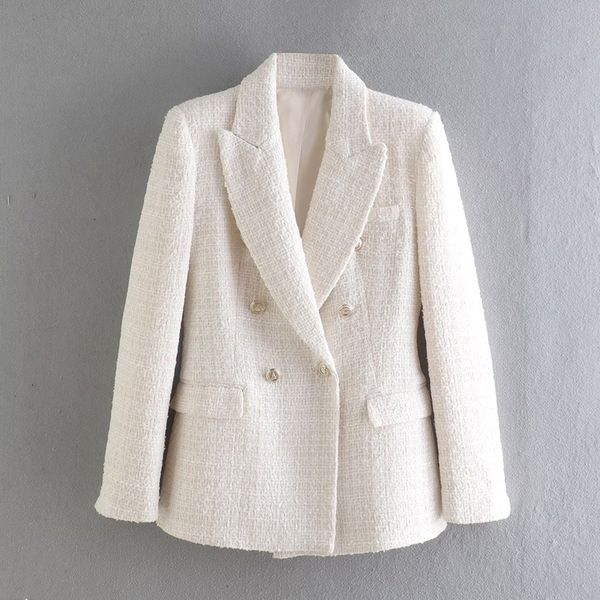 womens suits blazers wxwt women solid tweed double breasted blazer coat long sleeve pockets outerwear female spring cd8395 230130, White;black
womens suits blazers wxwt women solid tweed double breasted blazer coat long sleeve pockets outerwear female spring cd8395 230130, White;black