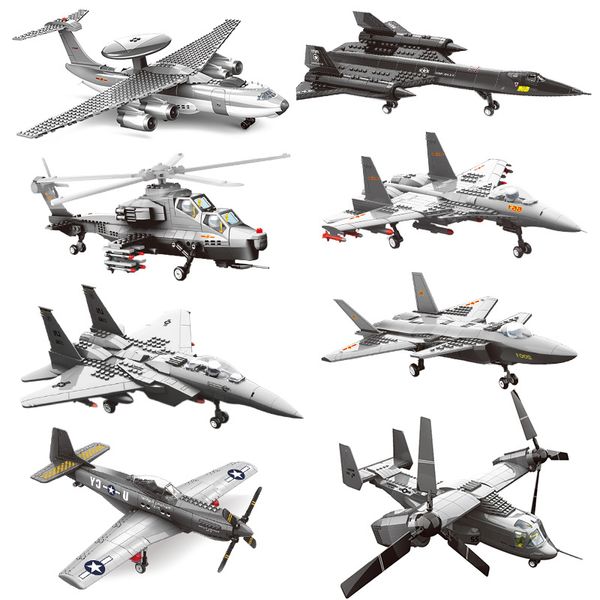 

DIY Aircraft Model Building Blocks Kits Air Force Helicopter Fighter Airplane Models Ornaments Puzzles Bricks Kids Intelligence Learning Educational Toys