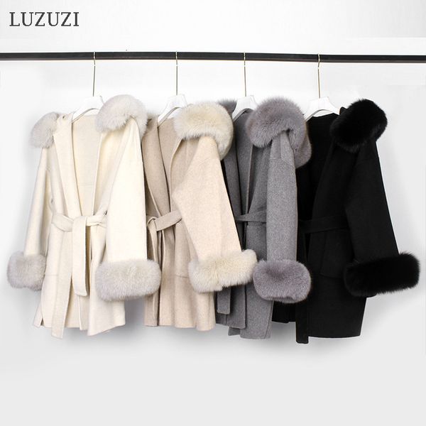 women's wool blends luzuzi elegant real fur coat winter jacket women 100% natural fur collar cuffs cashmere wool blends oversize outerw, Black
women's wool blends luzuzi elegant real fur coat winter jacket women 100% natural fur collar cuffs cashmere wool blends oversize outerw, Black
