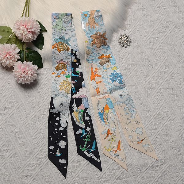 2023 silk scarf women's bag scarves brand foulard head fashion small neckerchief bags ribbon tie band headband 86x5cm, Blue;gray
2023 silk scarf women's bag scarves brand foulard head fashion small neckerchief bags ribbon tie band headband 86x5cm, Blue;gray