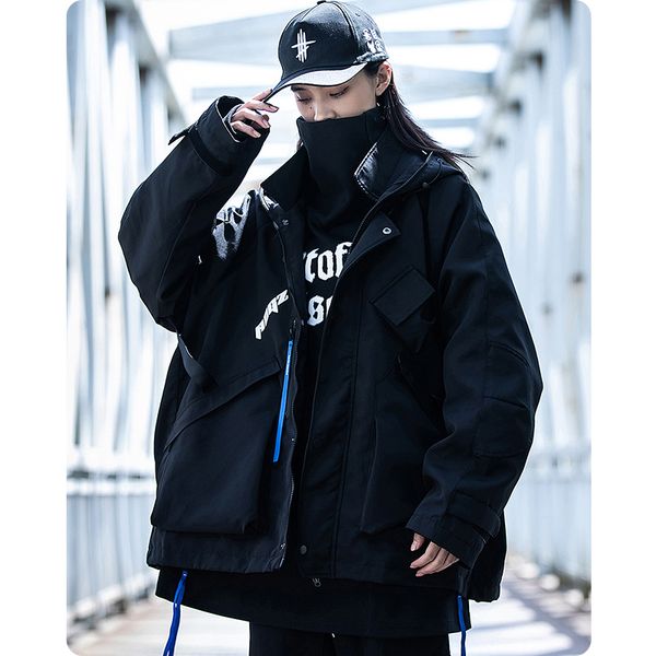 men's jackets ribbon functional style sweater jacket autumn winter couple coat harajuku men's clothes high street hooded oversize, Black;brown
men's jackets ribbon functional style sweater jacket autumn winter couple coat harajuku men's clothes high street hooded oversize, Black;brown