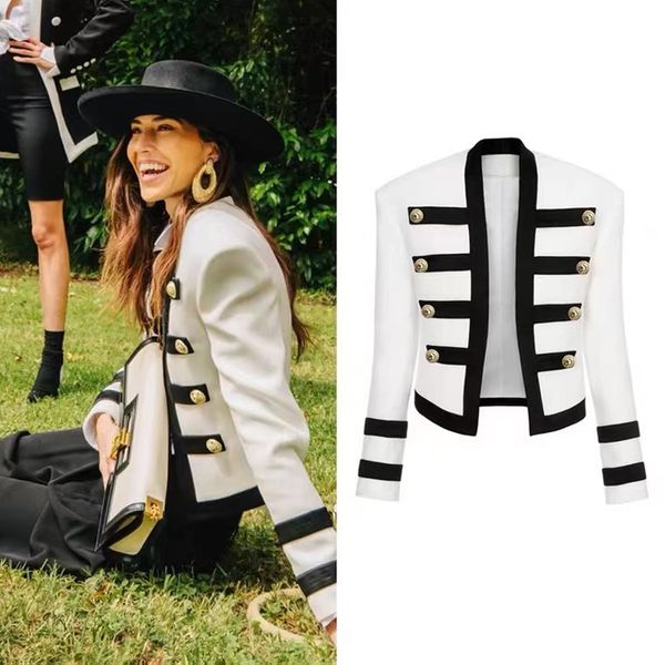womens designer jackets woman short coats black and white color contrast fashion slim for lady genuine leather jacket designer coat a236, Black;brown
womens designer jackets woman short coats black and white color contrast fashion slim for lady genuine leather jacket designer coat a236, Black;brown