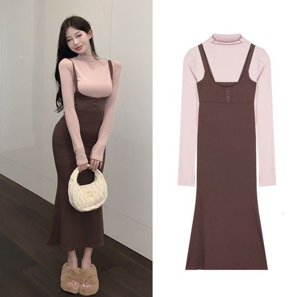 casual dresses street suspender dres autumn winter waist tight spice girl mermaid skirt bottom long sleeve tshirt 2 piece set 230130, Black;gray
casual dresses street suspender dres autumn winter waist tight spice girl mermaid skirt bottom long sleeve tshirt 2 piece set 230130, Black;gray