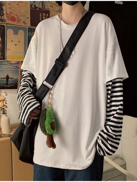men's t-shirts long sleeve fake two-piece t shirt striped big shirts men clothing men fashion oversized tees clothes tshirt harajuku 23, White;black
men's t-shirts long sleeve fake two-piece t shirt striped big shirts men clothing men fashion oversized tees clothes tshirt harajuku 23, White;black