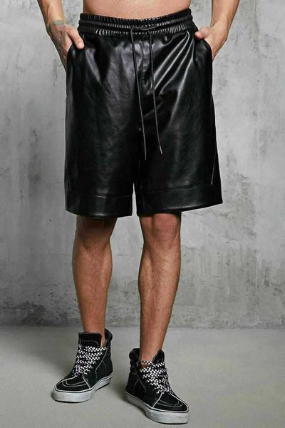 men's shorts leather genuine soft lambskin sports gym causal wear pants zl01 230130, White;black
men's shorts leather genuine soft lambskin sports gym causal wear pants zl01 230130, White;black
