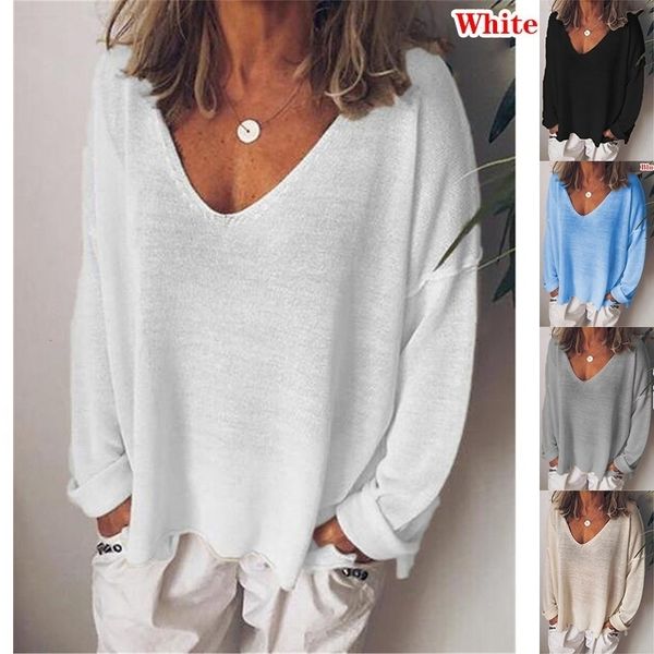 women's tshirt autumn women solid color shirts casual loose vneck blouses long sleeve shirt 230130, White
women's tshirt autumn women solid color shirts casual loose vneck blouses long sleeve shirt 230130, White