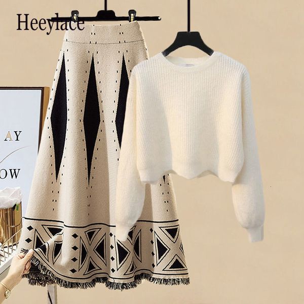 two piece dress women autumn winter warm knitted two pieces sets korean long sleeve pullover sweater and high waist skirts sets 230130, White
two piece dress women autumn winter warm knitted two pieces sets korean long sleeve pullover sweater and high waist skirts sets 230130, White