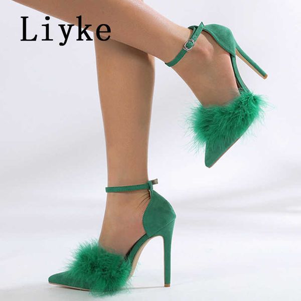 new brand woman pumps sandals solid faux fur female high heels party prom shoes pointed toe buckle strap stiletto 0129, Black
new brand woman pumps sandals solid faux fur female high heels party prom shoes pointed toe buckle strap stiletto 0129, Black