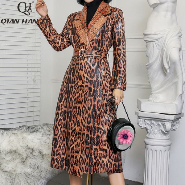women's trench coats qian han zi designer women's casual leopard trench coat oversize vintage snake patent leather washed outwear, Tan;black
women's trench coats qian han zi designer women's casual leopard trench coat oversize vintage snake patent leather washed outwear, Tan;black