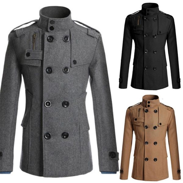 men's trench coats mens winter warm woolen coat slim casual reefer jackets solid stand collar double breasted peacoat parka 230130, Tan;black
men's trench coats mens winter warm woolen coat slim casual reefer jackets solid stand collar double breasted peacoat parka 230130, Tan;black
