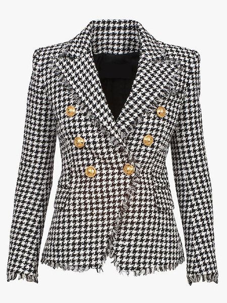womens suits blazers high street est designer fashion jacket slim fit doublebreasted lion buttons houndstooth tassel tweed blazer 230130, White;black
womens suits blazers high street est designer fashion jacket slim fit doublebreasted lion buttons houndstooth tassel tweed blazer 230130, White;black