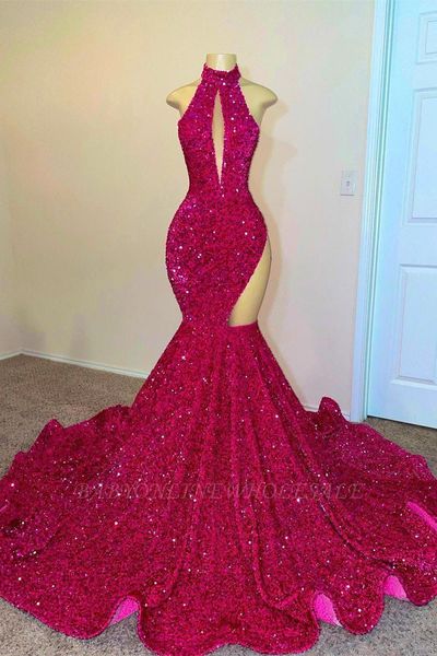 halter sequin mermaid prom dresses formal sheer tulle cutout women holiday wear celebrity party evening gowns plus size custom made bc13051, Black
halter sequin mermaid prom dresses formal sheer tulle cutout women holiday wear celebrity party evening gowns plus size custom made bc13051, Black
