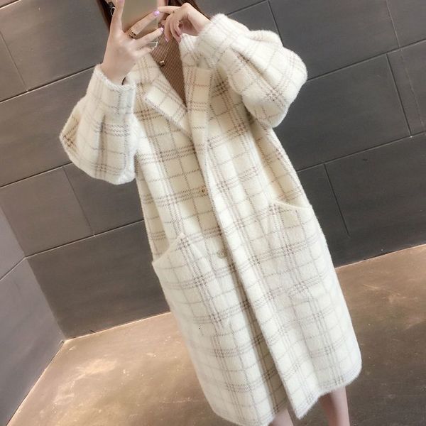 women's wool blends imitation mink velvet coat women's medium long plaid coat autumn winter thick loose suit collar warm autumn wi, Black
women's wool blends imitation mink velvet coat women's medium long plaid coat autumn winter thick loose suit collar warm autumn wi, Black