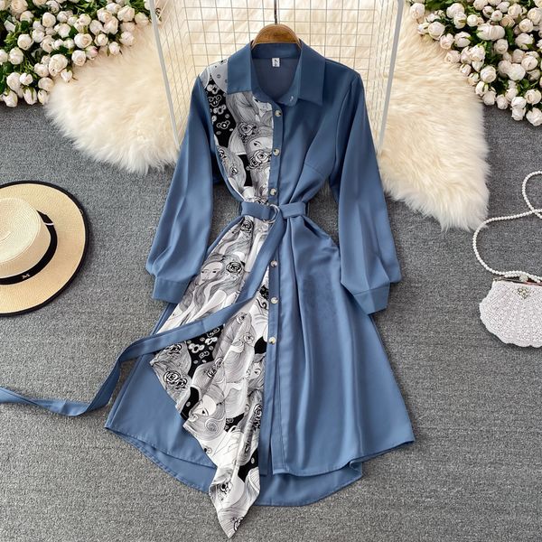 autumn new 2023 vintage dress women long sleeve lace-up waist vestidos de mujer irregular single-breasted femme robe, Black;gray
autumn new 2023 vintage dress women long sleeve lace-up waist vestidos de mujer irregular single-breasted femme robe, Black;gray