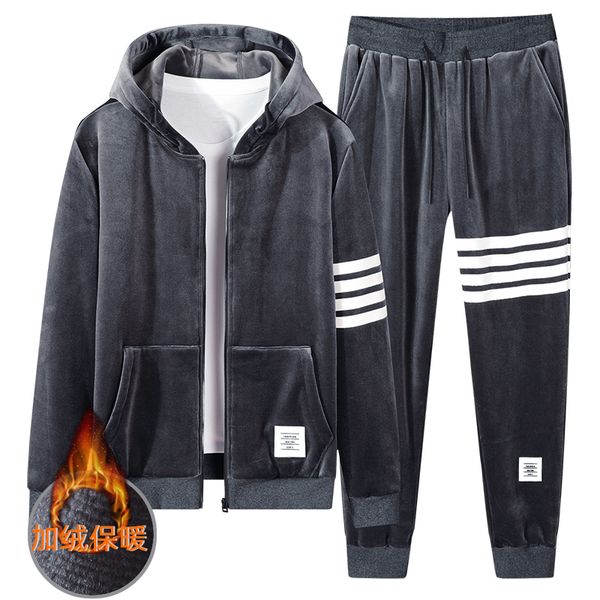 men's tracksuits 2 pieces sets tracksuit men brand autumn winter thick hooded sweatshirt coatpants male outfit sportswear set chandal h, Gray
men's tracksuits 2 pieces sets tracksuit men brand autumn winter thick hooded sweatshirt coatpants male outfit sportswear set chandal h, Gray