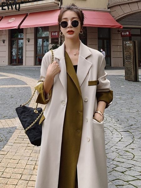 women's trench coats ewq women trench coat color-block patchwork design lapel single breasted casual loose women windbreaker overcoat 2, Tan;black
women's trench coats ewq women trench coat color-block patchwork design lapel single breasted casual loose women windbreaker overcoat 2, Tan;black