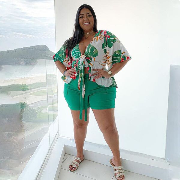 women's plus size tracksuits two piece sets women print shirt and pant summer v neck female fashion sweatshirt casual mesh clothing 230, Black
women's plus size tracksuits two piece sets women print shirt and pant summer v neck female fashion sweatshirt casual mesh clothing 230, Black