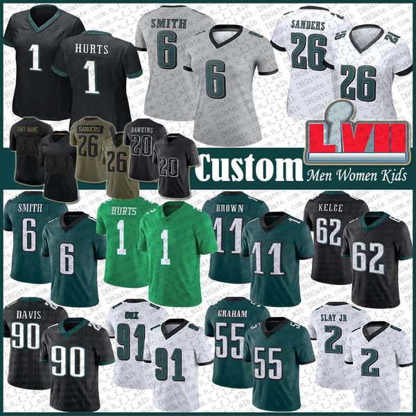 1 jalen hurts 11 aj brown custom football jersey 62 jason kelce devonta smith miles sanders fletcher cox darius slay jr brandon graham, Black;red
1 jalen hurts 11 aj brown custom football jersey 62 jason kelce devonta smith miles sanders fletcher cox darius slay jr brandon graham, Black;red