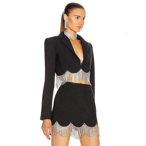 womens suits blazers high street est fashion designer jacket diamonds chain beaded crop blazer 230130, White;black
womens suits blazers high street est fashion designer jacket diamonds chain beaded crop blazer 230130, White;black