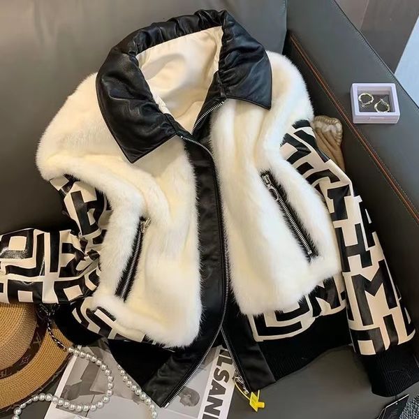 womens jackets autumn and winter french style brand short warm chic fur lamb wool coat pu patchwork outwear chaqueta mujer 230130, Black;brown
womens jackets autumn and winter french style brand short warm chic fur lamb wool coat pu patchwork outwear chaqueta mujer 230130, Black;brown