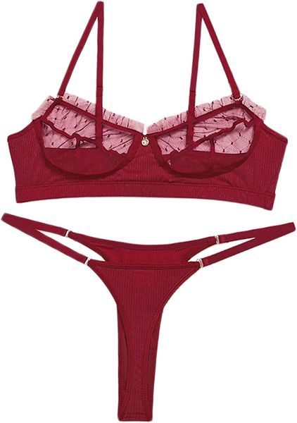 kaei&shi lingerie for womenruffle 2 piece lace lingerie setunderwire ribbed bra and panty sets valentine, Red;black
kaei&shi lingerie for womenruffle 2 piece lace lingerie setunderwire ribbed bra and panty sets valentine, Red;black