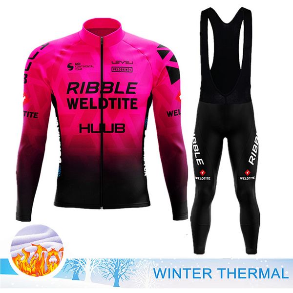 Image of Cycling Jersey Sets HUUB Bike Clothing Winter Thermal Fleece Suit Man Triatlon Outfit Set Bib Triathlon Mtb Pants Clothes Road 230130