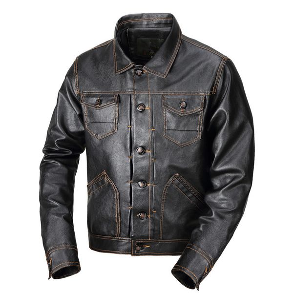 men's jackets spring pu leather casual motorcycle faux turndown collar single breasted outerwear coats jaqueta 230130, Black;brown
men's jackets spring pu leather casual motorcycle faux turndown collar single breasted outerwear coats jaqueta 230130, Black;brown