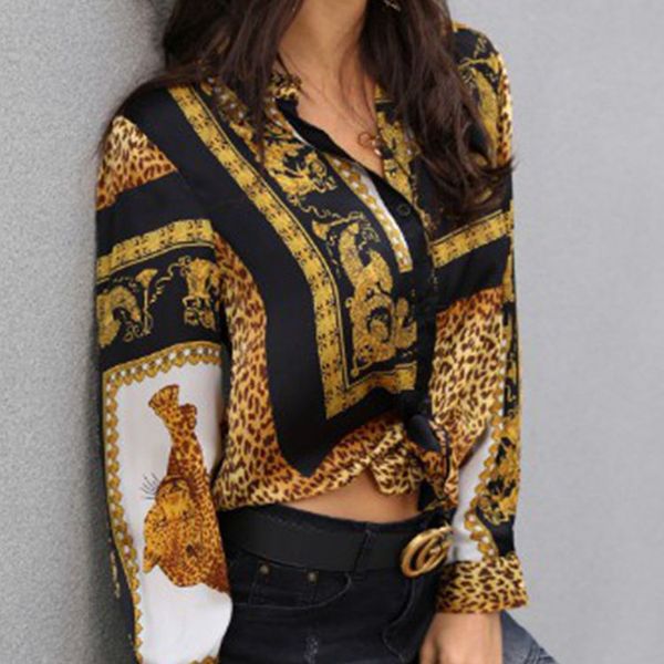 women's blouses long-sleeved leopard print women's shirt long sleeve shirts ladies, White
women's blouses long-sleeved leopard print women's shirt long sleeve shirts ladies, White