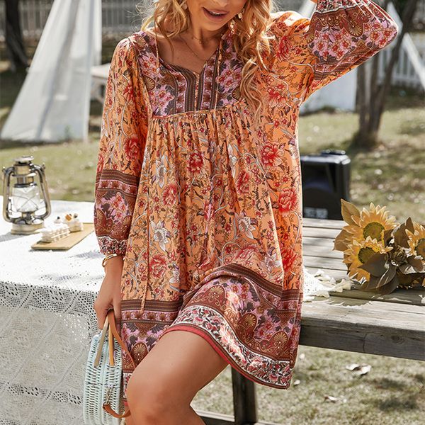 casual dresses fashion boho vintage floral print party beach aline summer women long sleeve tie up v neck loose mini 230130, Black;gray
casual dresses fashion boho vintage floral print party beach aline summer women long sleeve tie up v neck loose mini 230130, Black;gray