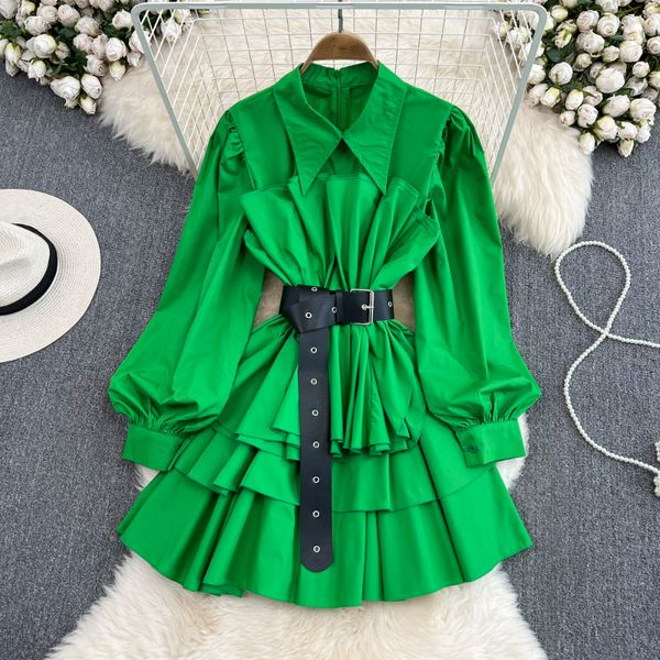 turn down collar casual dresses solid color lantern sleeve robe femme 2023 vestidos de mujer elegant pleated belt slim waist dress, Black;gray
turn down collar casual dresses solid color lantern sleeve robe femme 2023 vestidos de mujer elegant pleated belt slim waist dress, Black;gray