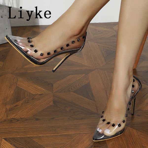 pvc transparent women pumps sandals fashion rivet design high heels stiletto party nightclub stripper shoes mules 0129, Black
pvc transparent women pumps sandals fashion rivet design high heels stiletto party nightclub stripper shoes mules 0129, Black