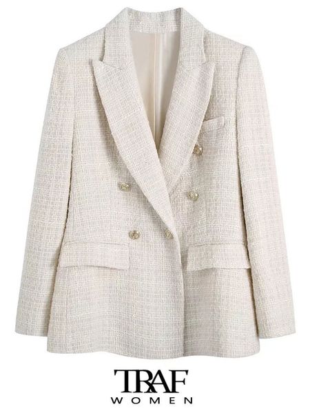 womens suits blazers traf women fashion tweed double breasted blazer coat vintage long sleeve flap pockets female outerwear chic veste femme, White;black
womens suits blazers traf women fashion tweed double breasted blazer coat vintage long sleeve flap pockets female outerwear chic veste femme, White;black