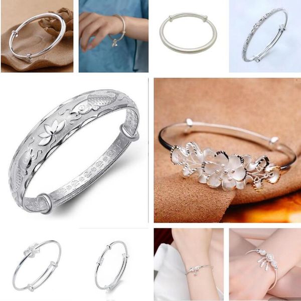 925 silver plated bangle bracelet push-pull adjustment bracelet 10 style selection charm flower lotus flower seedpod of the lotus fish love, Black
925 silver plated bangle bracelet push-pull adjustment bracelet 10 style selection charm flower lotus flower seedpod of the lotus fish love, Black