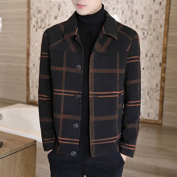men's jackets woolen lapel spring and autumn casual korean short coats outwear business plaid slim suit clothing 230130, Black;brown
men's jackets woolen lapel spring and autumn casual korean short coats outwear business plaid slim suit clothing 230130, Black;brown