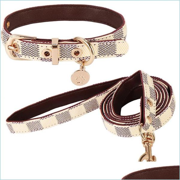 dog collars leashes designer leather collar and leash set adjustable basic check pattern durable harness with metal buckle suitabl
dog collars leashes designer leather collar and leash set adjustable basic check pattern durable harness with metal buckle suitabl