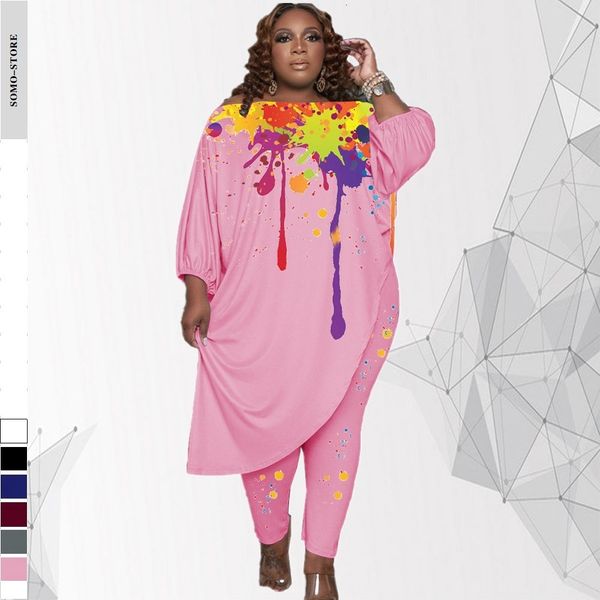 women's plus size tracksuits autumn clothing round collar irregular x long inksplash printing sets 4xl 5xl wholesale drop 230130, Black
women's plus size tracksuits autumn clothing round collar irregular x long inksplash printing sets 4xl 5xl wholesale drop 230130, Black