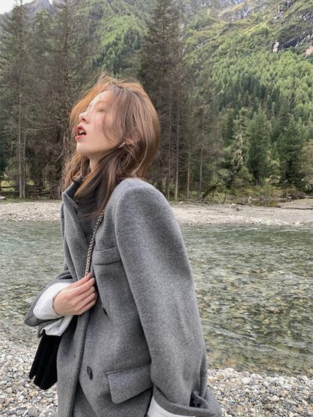 women's wool blends nicemix blazer suit woolen coat women autumn winter high street flecking gray temperament thickened gray blazer jac, Black
women's wool blends nicemix blazer suit woolen coat women autumn winter high street flecking gray temperament thickened gray blazer jac, Black