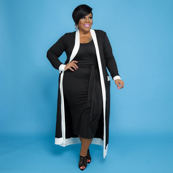 women's plus size tracksuits xl4xl fall fashion women clothing two piece set elegant long sleeve coat dress suits female outfits wholes, Black
women's plus size tracksuits xl4xl fall fashion women clothing two piece set elegant long sleeve coat dress suits female outfits wholes, Black
