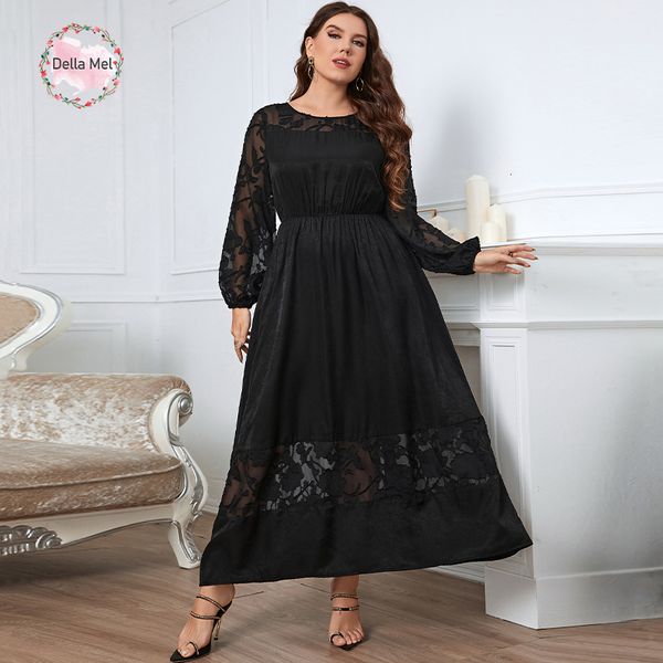 plus size dresses della mel size women clothing black o neck lace long sleeves maxi dress ladies elegant casual large 3xl 4xl 230130
plus size dresses della mel size women clothing black o neck lace long sleeves maxi dress ladies elegant casual large 3xl 4xl 230130