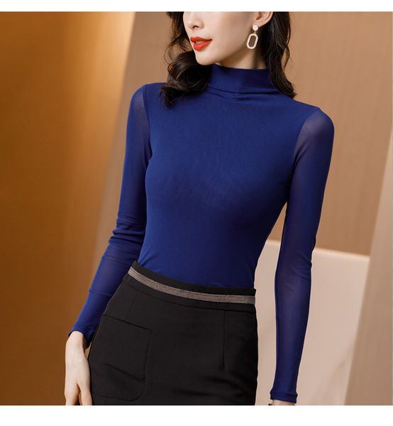 women's tshirt size m3xl mesh blouses shirts tees female autumn full sleeve turtleneck elastic solid blouse basic undershirts women 23, White
women's tshirt size m3xl mesh blouses shirts tees female autumn full sleeve turtleneck elastic solid blouse basic undershirts women 23, White