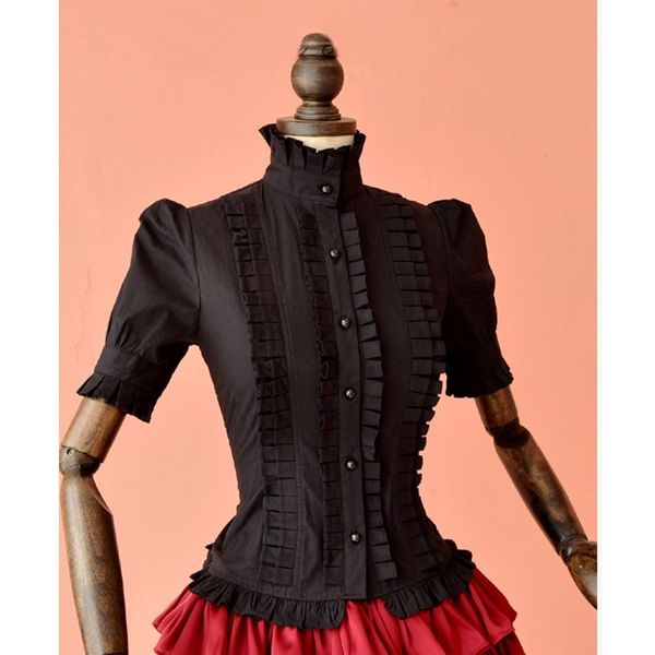 women's tshirt summer women white short vintage victorian ruffled bandage shirts ladies gothic blouse lolita costume 230131
women's tshirt summer women white short vintage victorian ruffled bandage shirts ladies gothic blouse lolita costume 230131